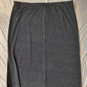 Old Navy Plus Size 3X Lurex Metallic Silver Midi Skirt w/ Side Slit New with Tag